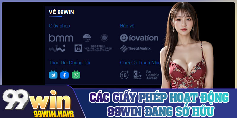 Các giấy phép hoạt động 99Win đang sở hữu