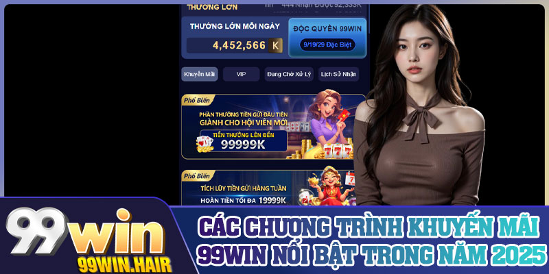 Các chương trình khuyến mãi 99WIN nổi bật trong năm 2025